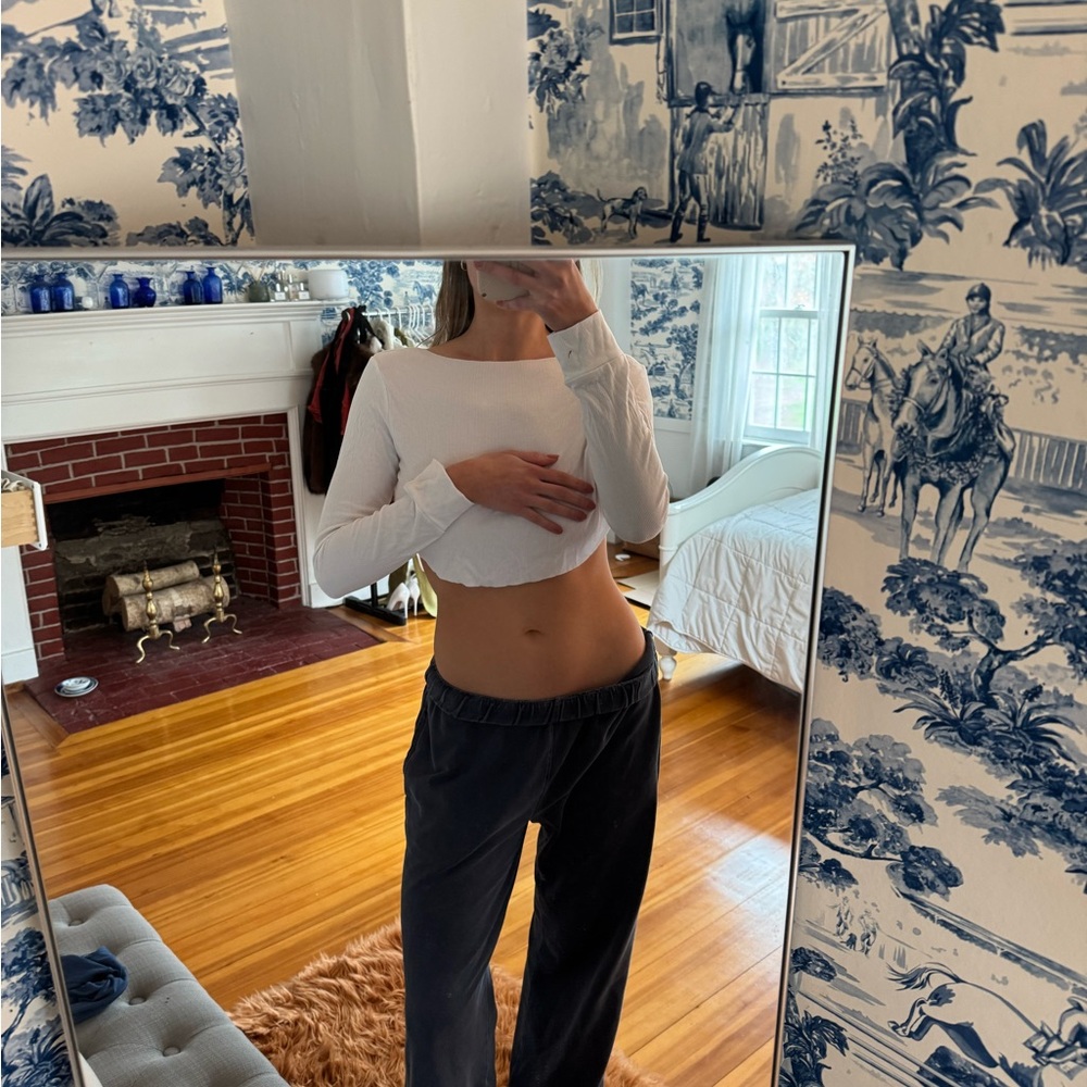 White Long Sleeve Crop Top